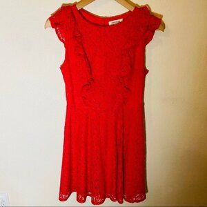 Monteau Lace and ruffles Coral Dress Sz: S